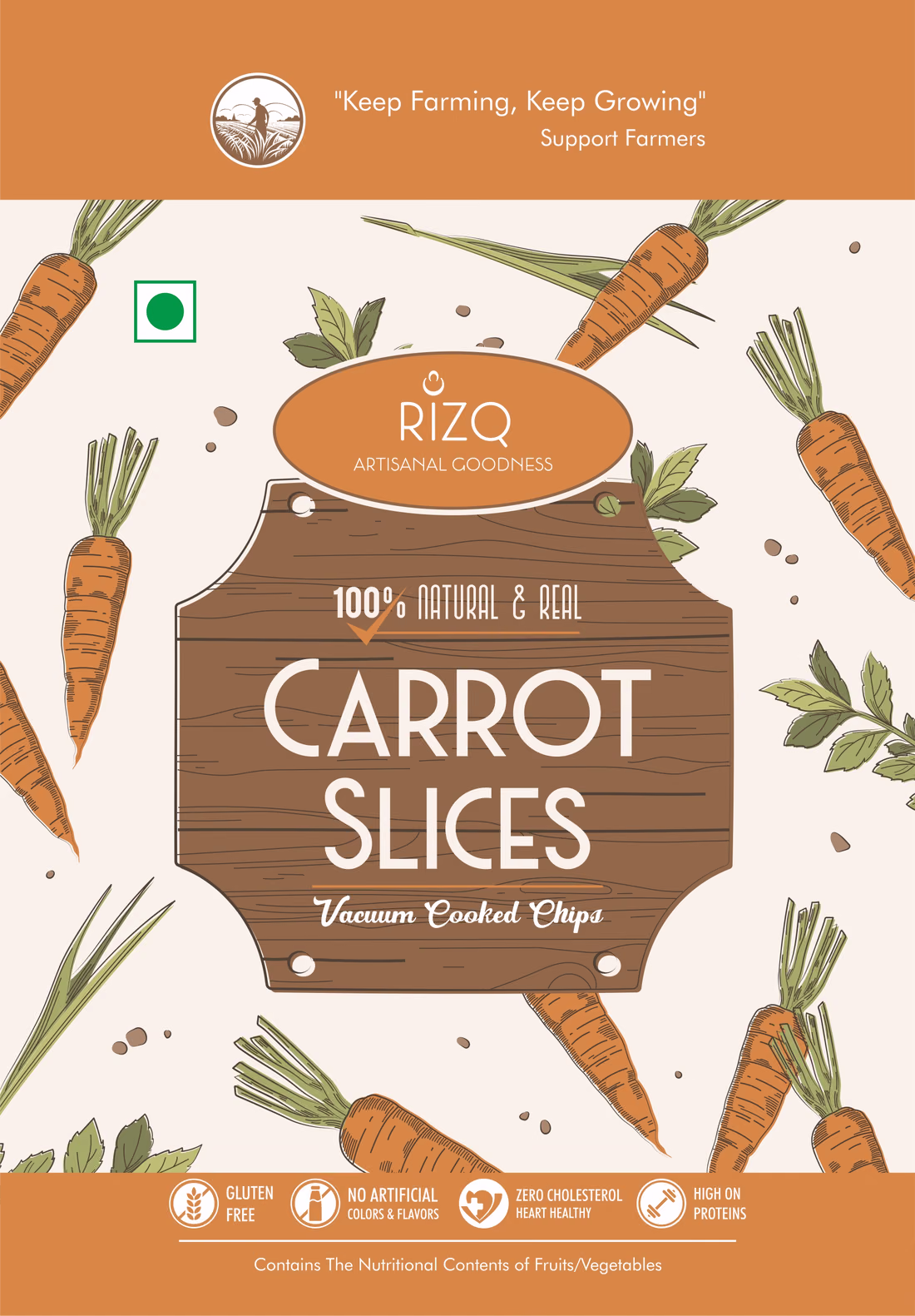 Rizq carrot pouch, front