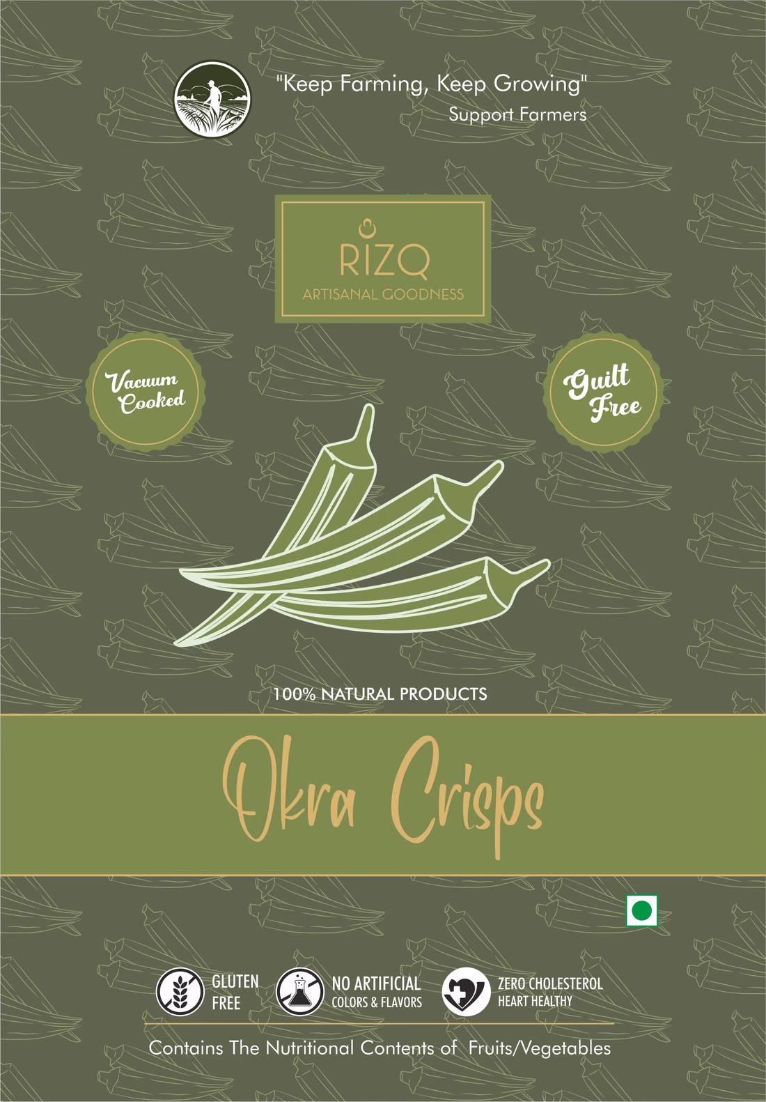 Rizq okra pouch, front