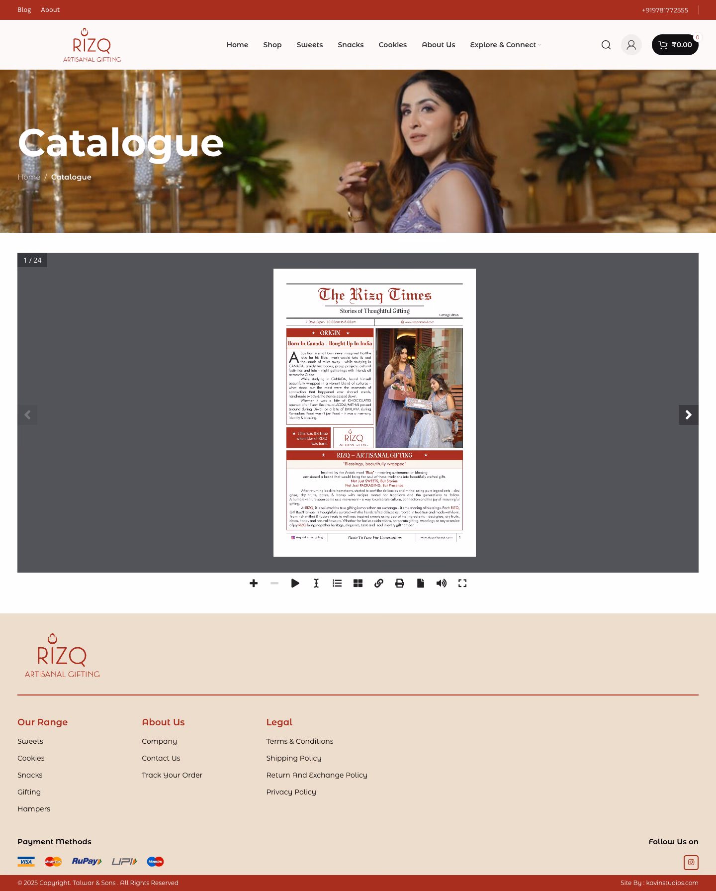 The Catalogue page on rizqartisanal.com