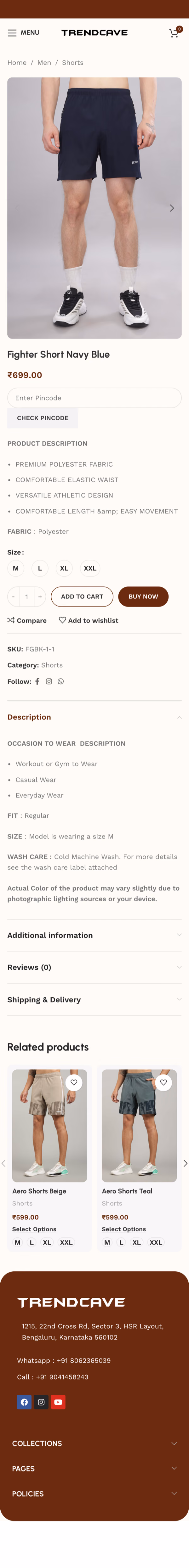 Product page on a phone