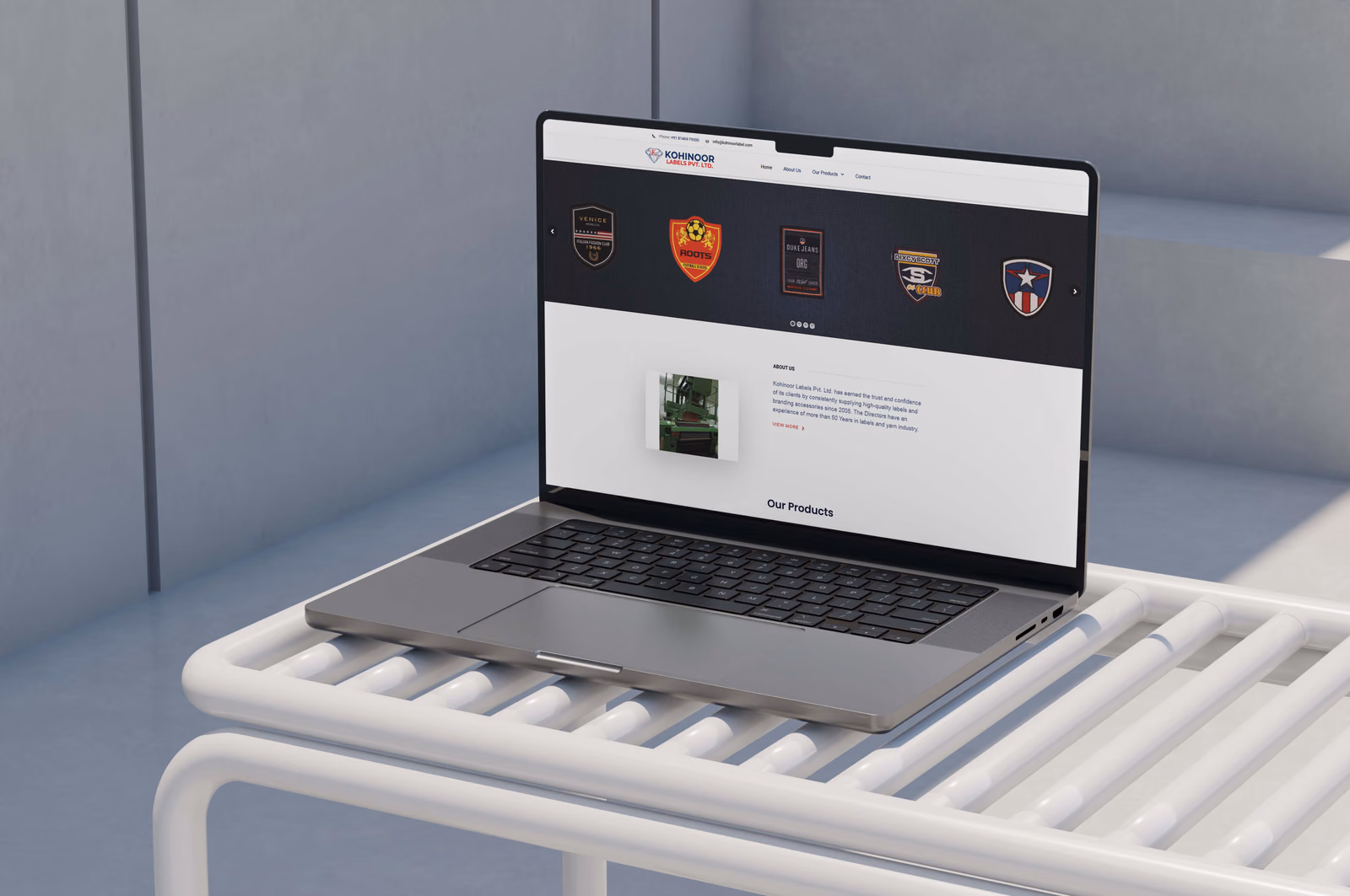 Kohinoor Labels website on a laptop